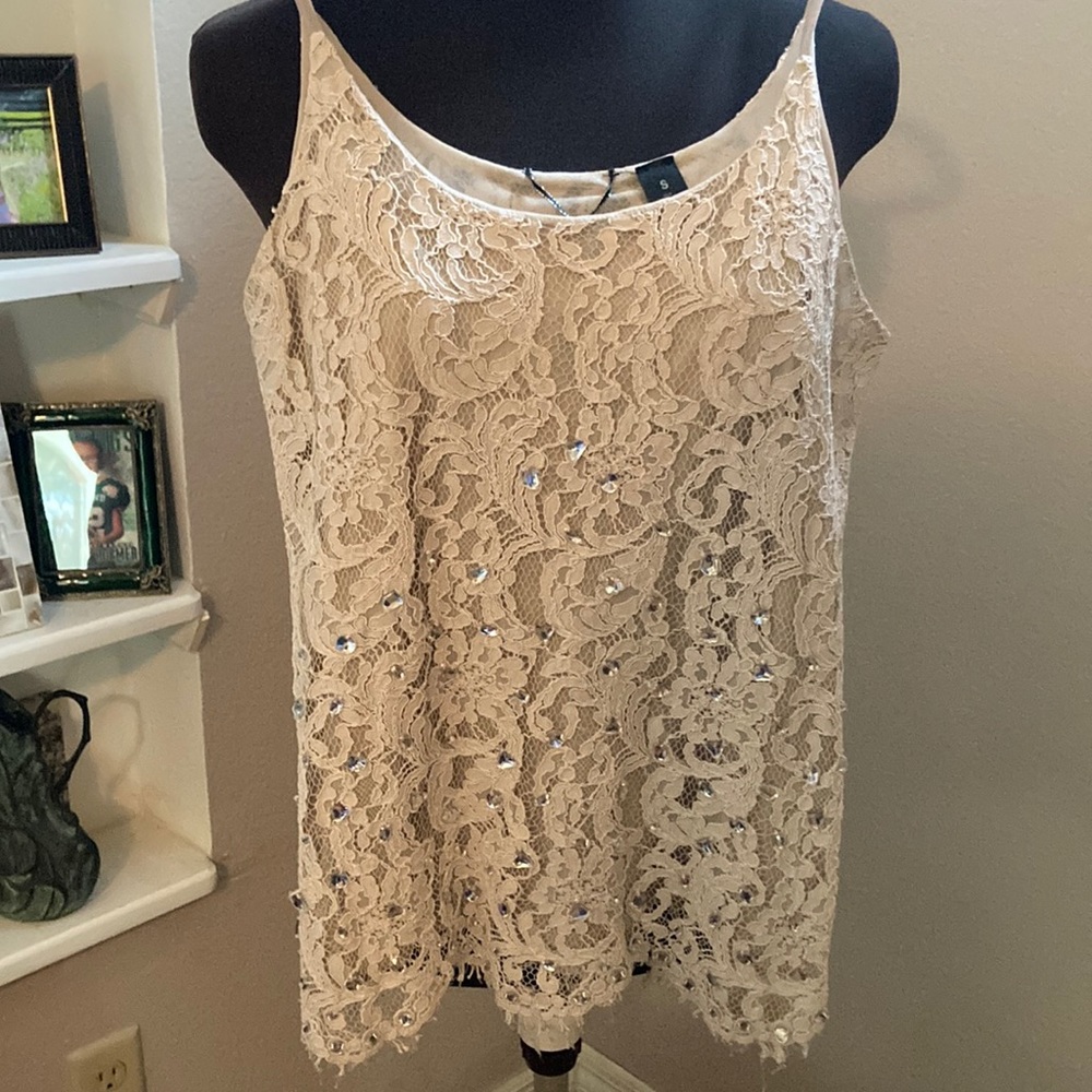 BKE boutique lace/rhinestones top.  Small